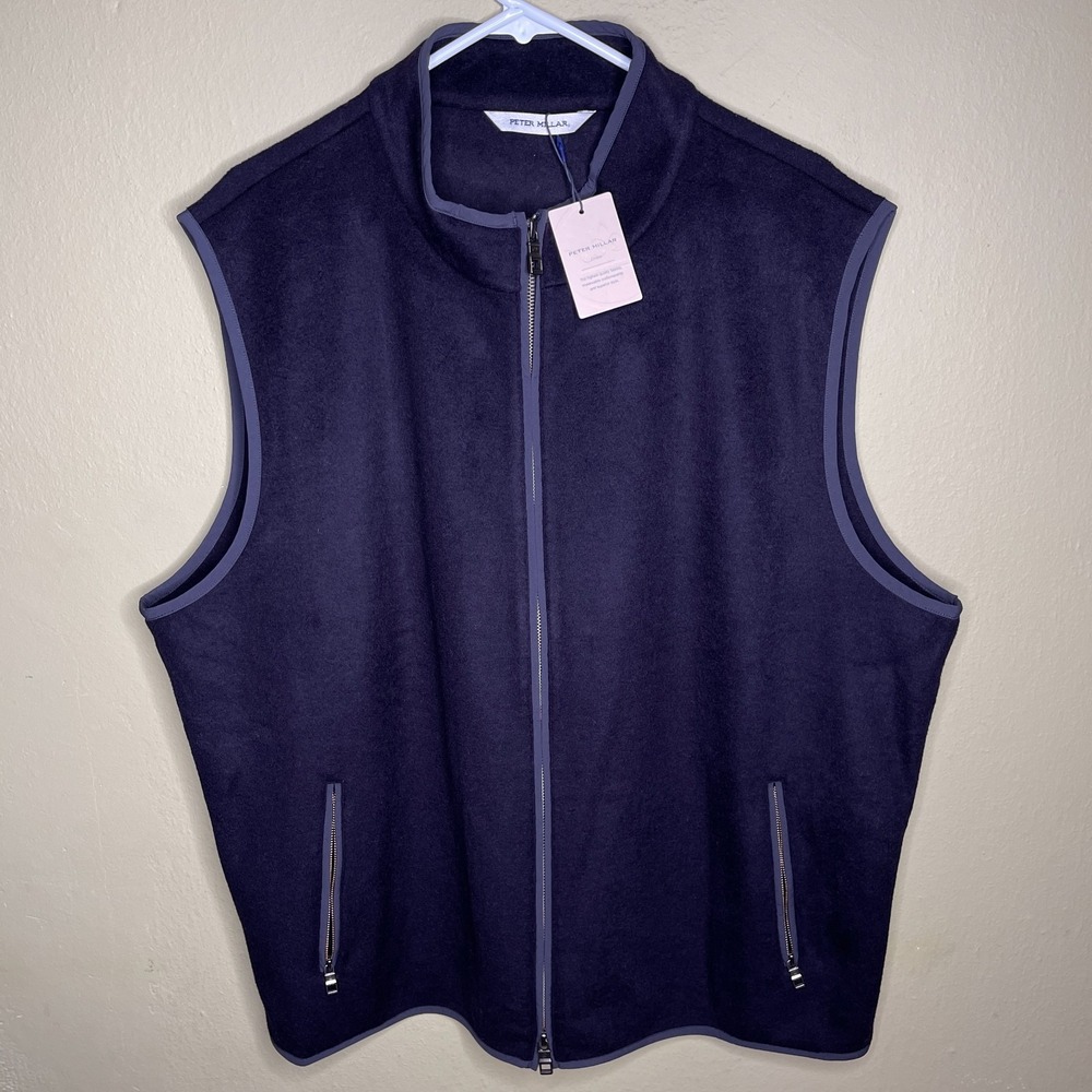 Peter Millar Crown Flex Fleece Wool Vest Navy Golf Jacket Mens Size 2XL New $495